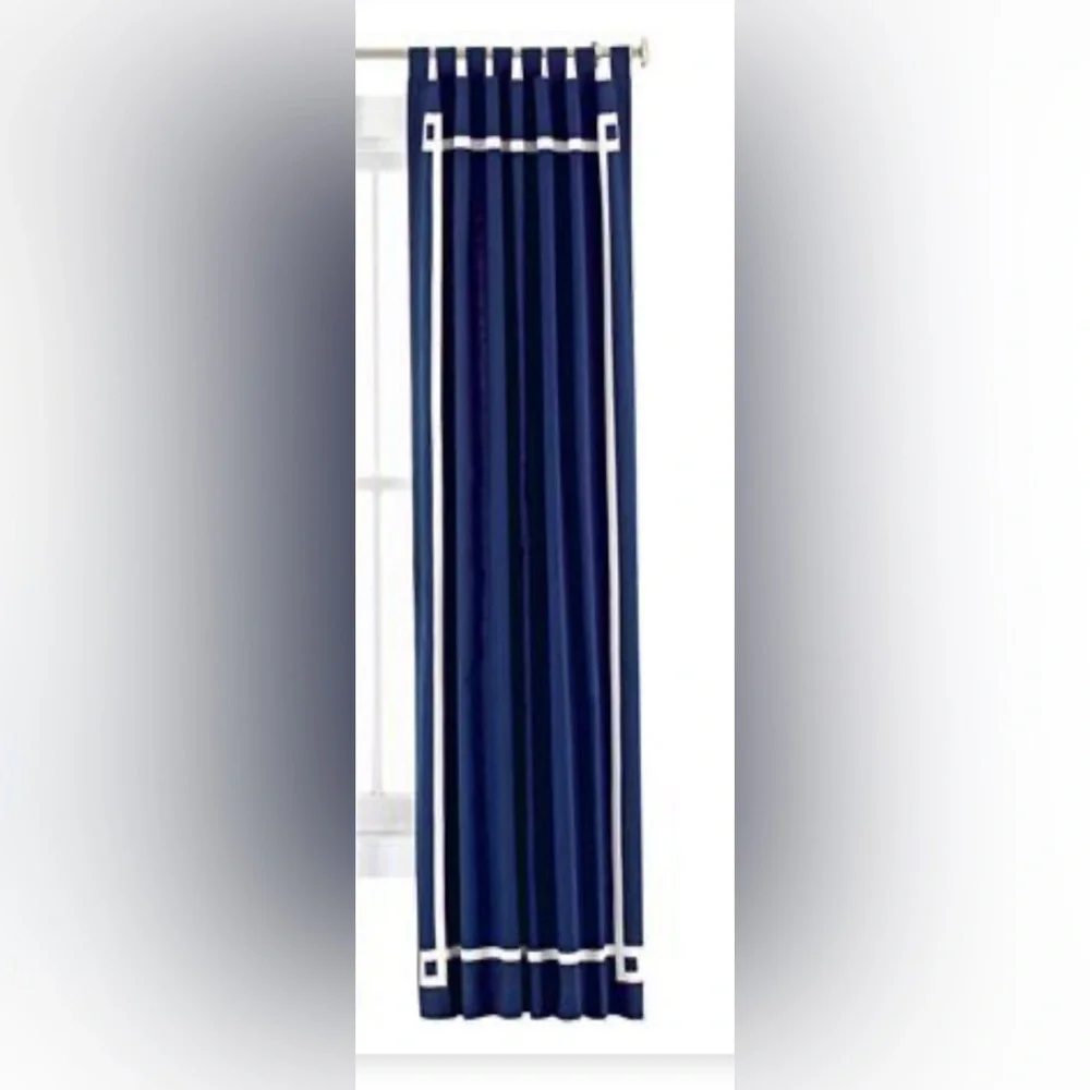 NEW ONE Happy Chic Jonathan Adler Greek Navy Blue and White Curtain Panel​